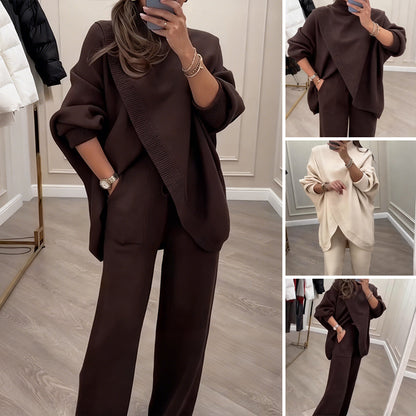 ⏳Begränsad tid 50 % rabatt⏰2-delat set med oversized tröja och byxor för damer👚👖