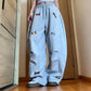 👖Broderade baggy joggingbyxor med dragsko och valmönster🐕‍🦺🚀Fri frakt