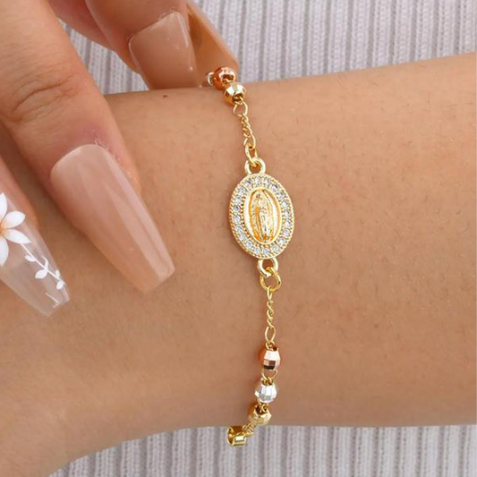 Elegant Armband med Kors och Strasstenar