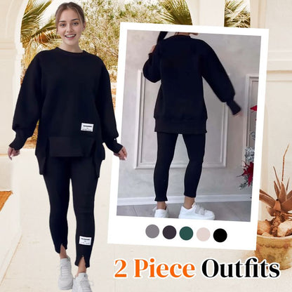👚 50% RABATT NU! ✨ Avslappnat Set med Sweatshirt och Leggings för Kvinnor