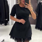 💥Kvinnors glittrande miniklänning med spetsar och korta ärmar | Elegant och glittrande
