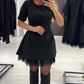 💥Kvinnors glittrande miniklänning med spetsar och korta ärmar | Elegant och glittrande