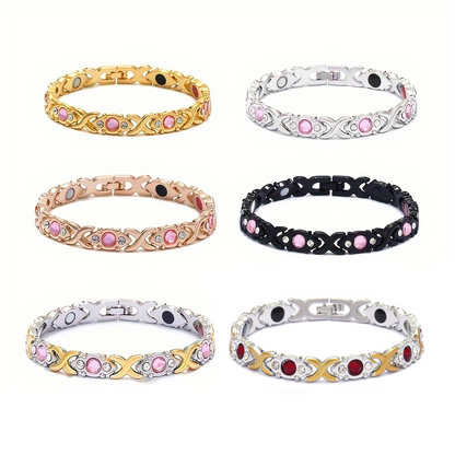 Elegant justerbart armband med strass för kvinnor