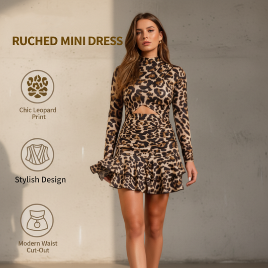 🔥50 % RABATT💖Damleopardmönstrad veckad ministring🐆