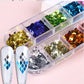 12-färgade fyrkantiga glitter nagelpaljetter