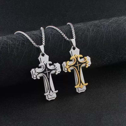 ⛪ 50% RABATT! ✨ Tvåfärgat Korshalsband – Symboliskt Design, Anpassningsbar Kedja & Perfekt Som Personlig Gåva 💝