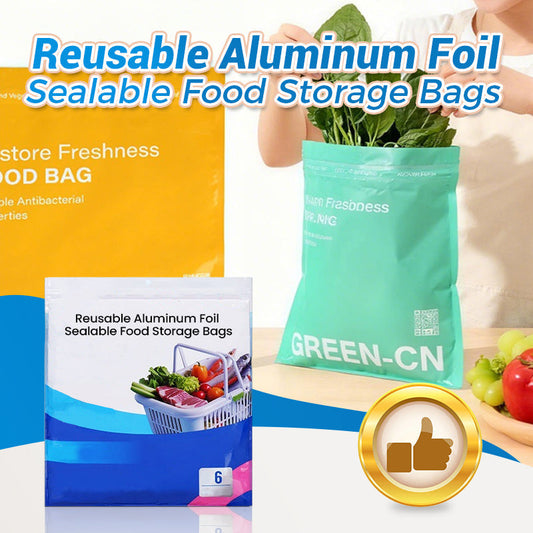 🥡Återanvändbara förslutningsbara matförvaringspåsar av aluminiumfolie  🔒✨ ♻️🛒