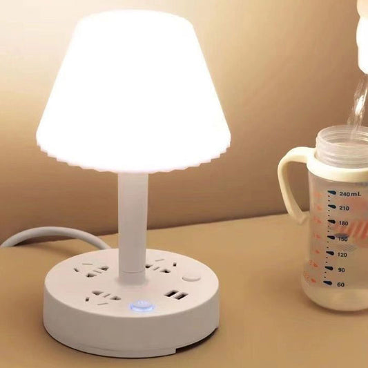 Bordslampa med USB-uttag och eluttag
