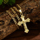 ✝️ 50% RABATT! ✨ Guldkrucifixhalsband – Detaljerat INRI-motiv, justerbar figarokedja och glittrande finish 💛