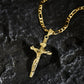 ✝️ 50% RABATT! ✨ Guldkrucifixhalsband – Detaljerat INRI-motiv, justerbar figarokedja och glittrande finish 💛