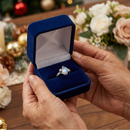 ✨💍Köp 1 Få 1 gratis🔥 Geometrisk oval månstensring med zirkoniadetaljer – Mystisk, glittrande och tidlöst elegant! 🌙✨
