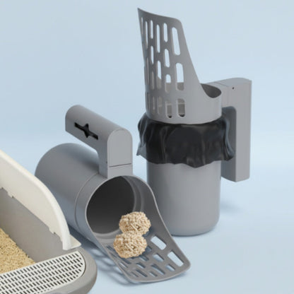 🐱 50% RABATT NU!✨ Kattlitterspade med sopbehållare – Allt-i-ett Design & Inbyggd Påsrulle – Hygienisk Rengöring 🗑️