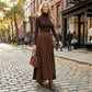 Vintagechic turtleneck-top och corduroyskjol i set