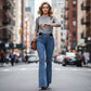 👖🔥 50% RABATT! Retro Flare Byxor – Hög Midja & Smickrande Passform