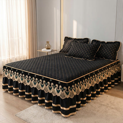 💓🛏️ Rufflad bäddkjol med volang – elegant sängöverkast med veckad kant