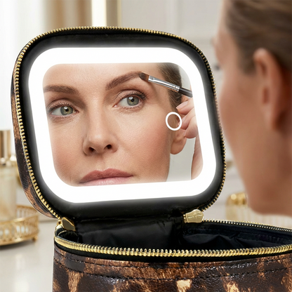 💄✨ 50% RABATT! | Resesminkväska med LED-belyst Spegel – 3 Ljuslägen, USB-C Laddbar & Kompakt!
