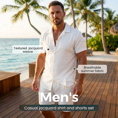 Herrset med Jacquardskjorta och Shorts
