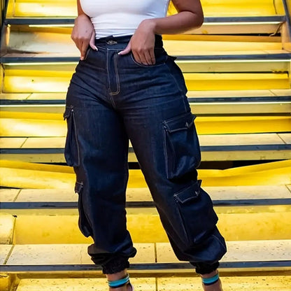 👖 50% RABATT! ✨ Högmidjade stretchiga joggingbyxor i denim – Smidig denim, Höftformande & Avslappnad passform 💙