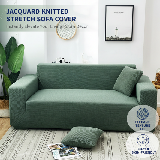 🛋️ 50% RABATT! 🧵 Jacquardstickat Stretchigt Sofföverdrag – Halkfritt, Mjukt Tyg & Universell Passform 🏠