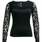 👚 50% RABATT 🖤 | Sexig Urringning Spetsärm Topp – Edgy Spänne & Stretchpassform