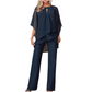 🔥Så länge lagret räcker – 50 % rabatt!🎉Elegant tvådelat set: blus med asymmetrisk fåll och vida byxor