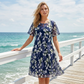 🌸 50% RABATT ✨👗 Kortärmad A-linje Festklänning – Blommönster & Dubbel Chiffong👗💙