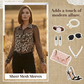 🐆 50% RABATT ✨ | Damblus med Leopardmönster & Kontrasterande Nät
