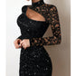 Snygg Långärmad Bodycon-klänning med Cutout-detaljer för Dam