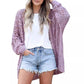 ✨ 50 % RABATT NU! 🧶 Damernas öppen, lösstickad kofta – Boho Pointelle & fladdermansärmar 🍂☕