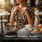 👗 50% RABATT! 🐆 Jumpsuit med Leopardmönster, V-ringning & Vida Ben – Elegant, Figursydd & Perfekt För En Trendig Look 🌸