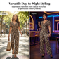 👗 50% RABATT! 🐆 Jumpsuit med Leopardmönster, V-ringning & Vida Ben – Elegant, Figursydd & Perfekt För En Trendig Look 🌸