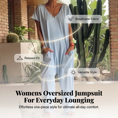 Oversize Jumpsuit med V-ringning – Mjuk, Smickrande och Trendig