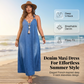 👗 50% RABATT! 🥰 Avslappnad, Lös Denim-Maxi Klänning med V-ringning – Bekväm, Mångsidig & Perfekt För Vardagsbruk 🌸