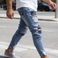 🔥 50% RABATT NU! 👖 Herrar slim jeans med rev – Modersmål lappar & hållbart denim 🎨👟