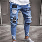 🔥 50% RABATT NU! 👖 Herrar slim jeans med rev – Modersmål lappar & hållbart denim 🎨👟