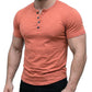 Kortärmad Henley T-shirt för Herr | Klassisk Tröja med Knappar