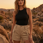 🥳SOMMARREA🥳💞50K+ SÅLDA!💥50% RABATT! 🔥Damshorts med hög midja och fickor