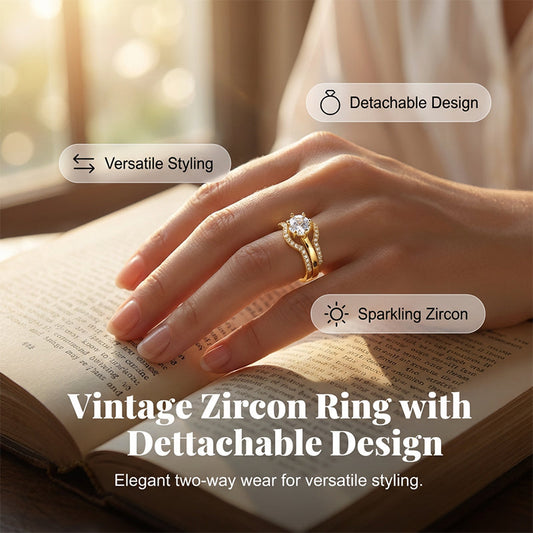 💍50 % Rabatt 💍Justerbar 2-i-1 Guldring med Zirkon