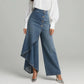 Asymmetriska kjolbyxor i denim med omlott