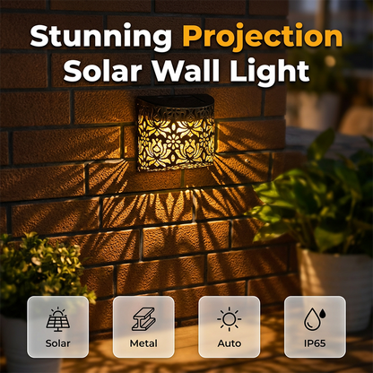 Solcellsdriven vägglampa med utskuren design
