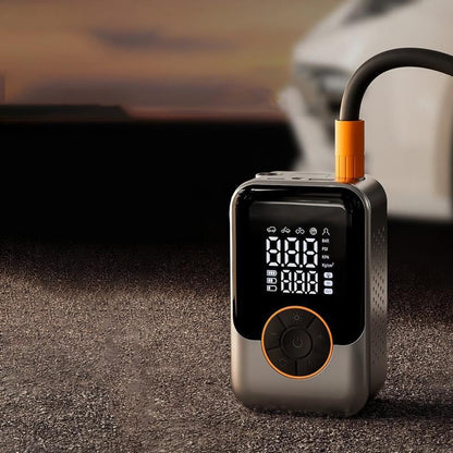 🔋 50 % RABATT NU! 💨 Däckpump – bärbar luftkompressor – smart auto-stop, trippelt kylsystem & LED-ljus – perfekt för bilresor och nödsituationer 🚗
