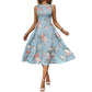 👗 50% RABATT NU! 🌸 Kvinnors Ärmlös Blommönstrad Casual Klänning – Smockad Liv, Flytande Lagerkjol & Mångsidig Midi-längd ✨