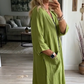 👗 50% RABATT NU! 🌿 Kvinnors Casual V-ringad Midi klänning – Smickrande Halsringning, Praktiska Fickor & Andningsbar ✨