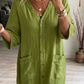👗 50% RABATT NU! 🌿 Kvinnors Casual V-ringad Midi klänning – Smickrande Halsringning, Praktiska Fickor & Andningsbar ✨