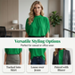 👚 50% RABATT NU! 🕊️ Kvinnors Elegant Mock Neck Topp – Draperad Silhuett, Slits Fladdermusärmar & Andningsbart Tyg – Kontor till Helg ☁️
