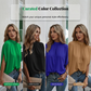 👚 50% RABATT NU! 🕊️ Kvinnors Elegant Mock Neck Topp – Draperad Silhuett, Slits Fladdermusärmar & Andningsbart Tyg – Kontor till Helg ☁️