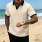 👕 50% RABATT NU! 👔 Herr casual texturerad top – kontrastkrage & stickad kvalitet – Mångsidig, lättskött & perfekt för kontoret eller lediga helger 🎩