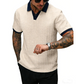 👕 50% RABATT NU! 👔 Herr casual texturerad top – kontrastkrage & stickad kvalitet – Mångsidig, lättskött & perfekt för kontoret eller lediga helger 🎩