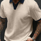 👕 50% RABATT NU! 👔 Herr casual texturerad top – kontrastkrage & stickad kvalitet – Mångsidig, lättskött & perfekt för kontoret eller lediga helger 🎩