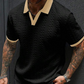 👕 50% RABATT NU! 👔 Herr casual texturerad top – kontrastkrage & stickad kvalitet – Mångsidig, lättskött & perfekt för kontoret eller lediga helger 🎩